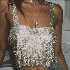 Princess Polly Gold Jinx Spell Diamante Top